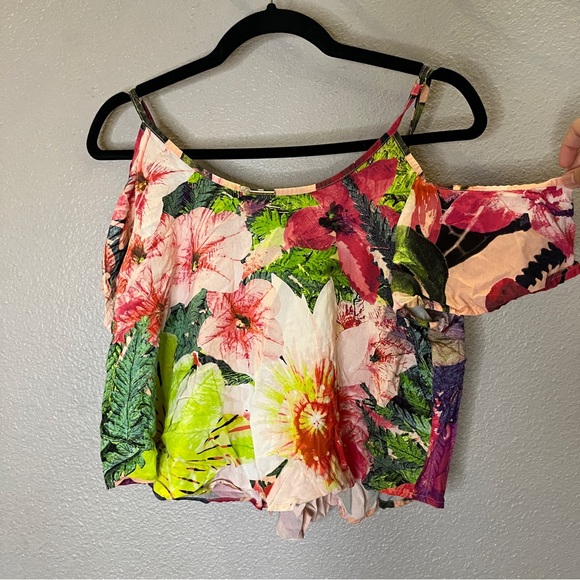 San Lorenzo Bikini Tropical Cover Up Crop Top - Picture 3 of 3